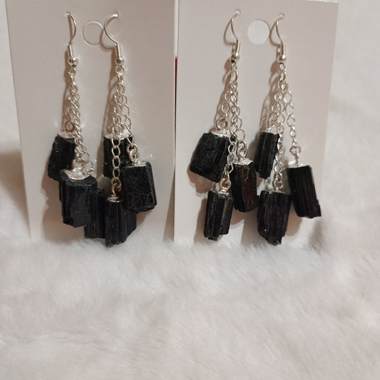 Pendientes 3 Turmalinas Negras